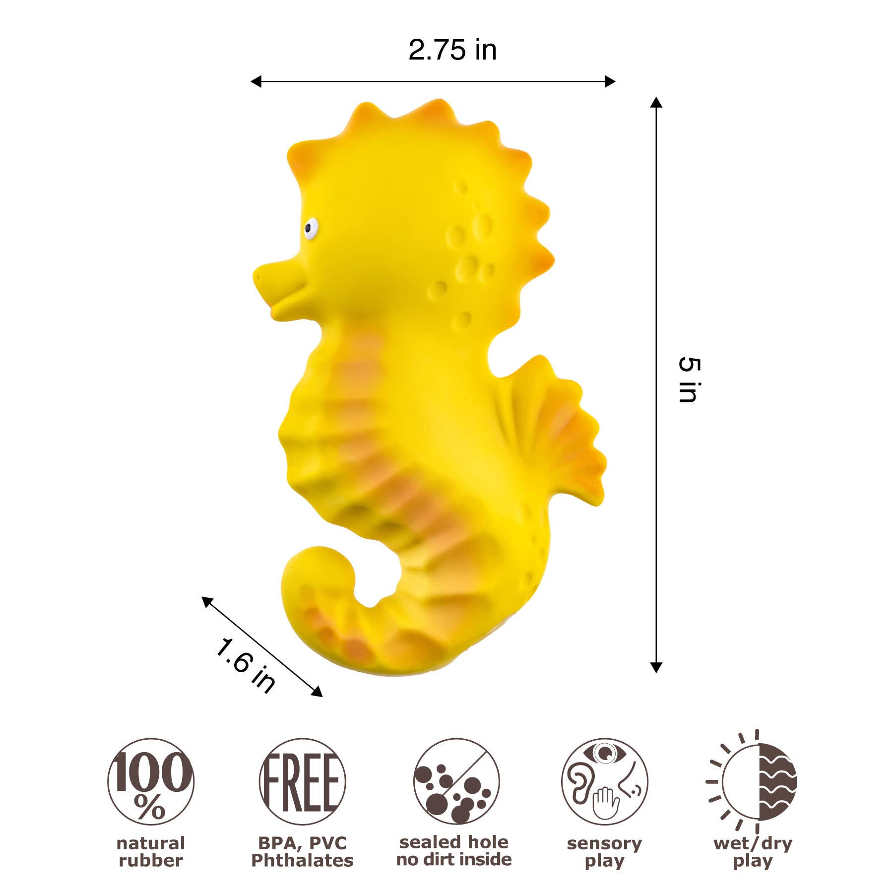 CaaOcho Bath Toy Hole Free - 100% Pure Natural Rubber