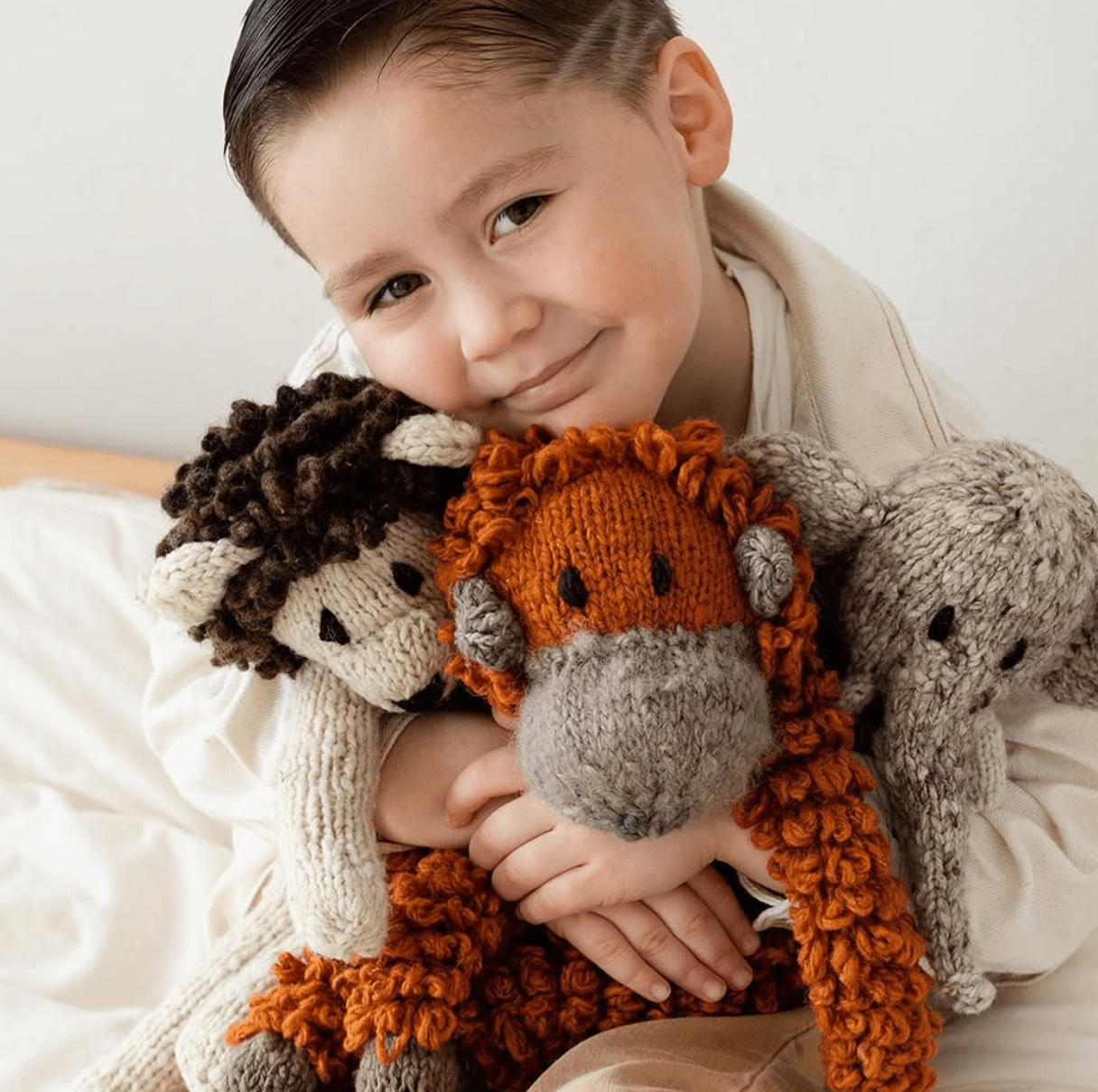 Finn + Emma Baby kid Wool Knit Buddy Toy | Elliott the Elephant — view 6
