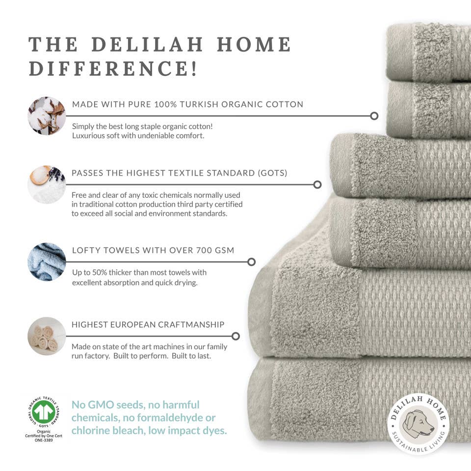 100% Organic Cotton Bath Towel- 3 Pc Set (Face, Hand, Towel)