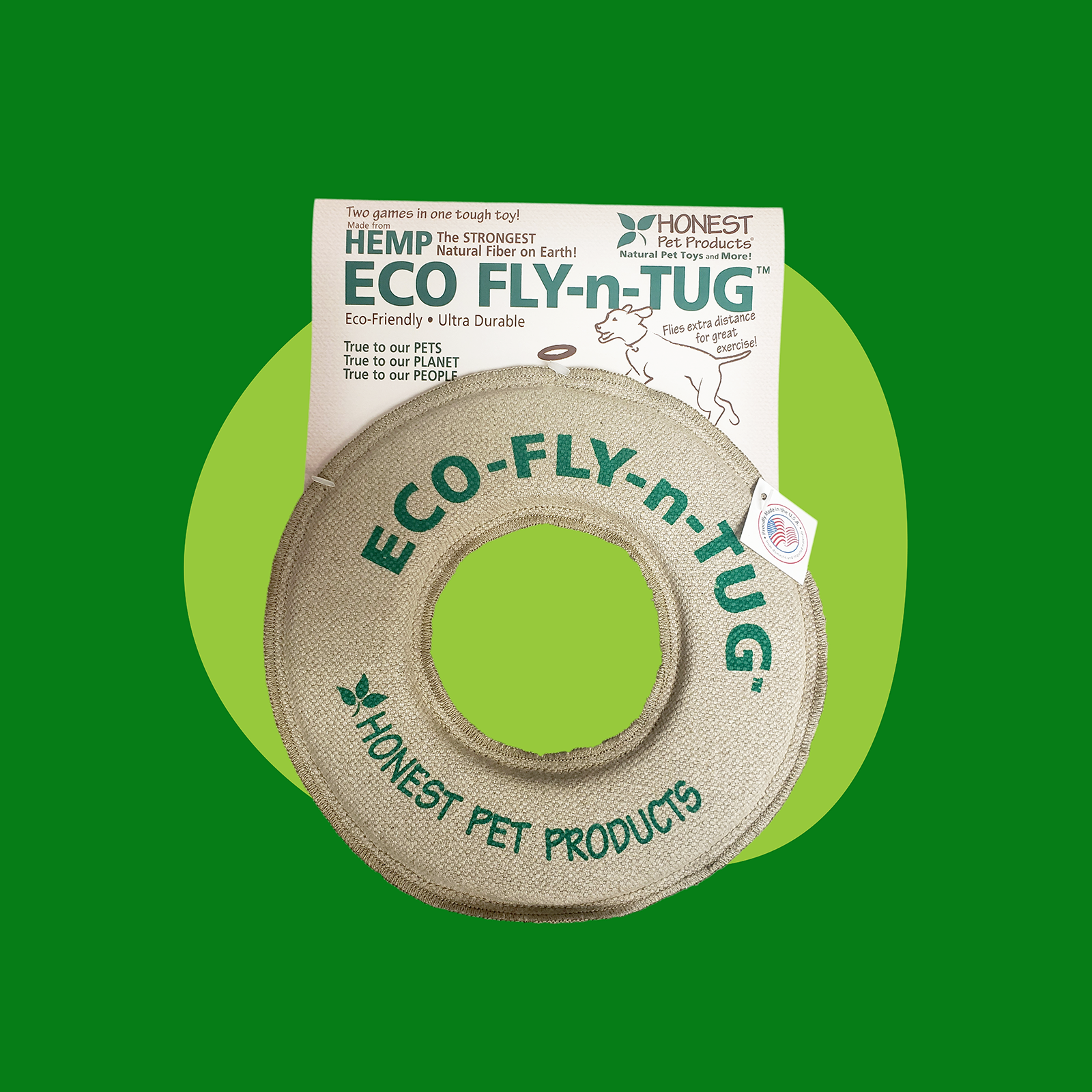 Honest Pet Products Handmade in USA, Floating Eco-Friendly Dog Frisbee & Tug Toy — view 2