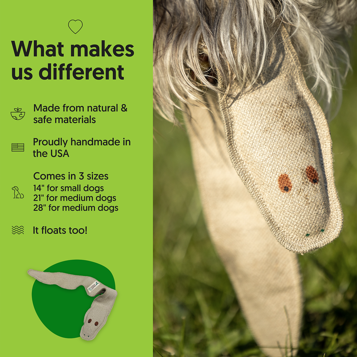 Honest Pet Products Handmade in USA Dog Tug Toy - Eco-Friendly Snake Dog Toy — view 3