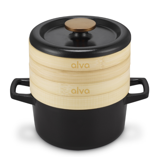 Alva Nori Cast Iron Cocotte with Steamer