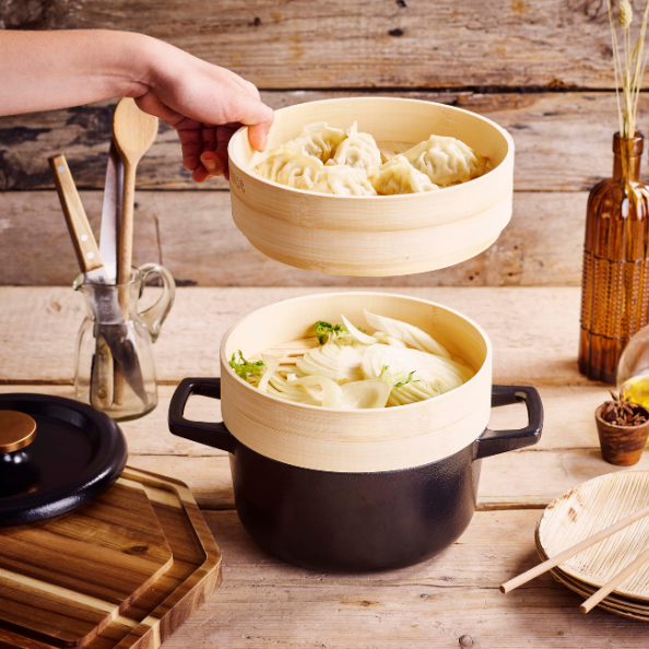 Alva Nori Cast Iron Cocotte with Steamer