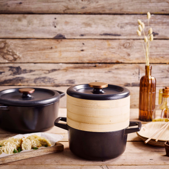 Alva Nori Cast Iron Cocotte with Steamer