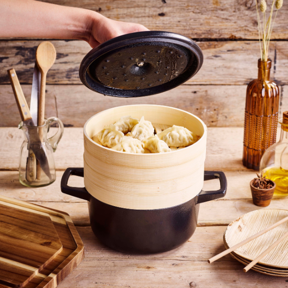 Alva Nori Cast Iron Cocotte with Steamer