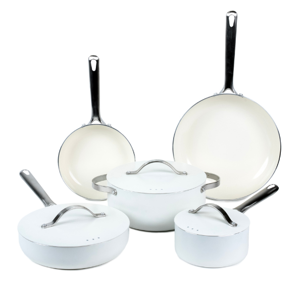 Alva Mobi 8-Piece Ceramic Cookware Set | Cannoli Cream