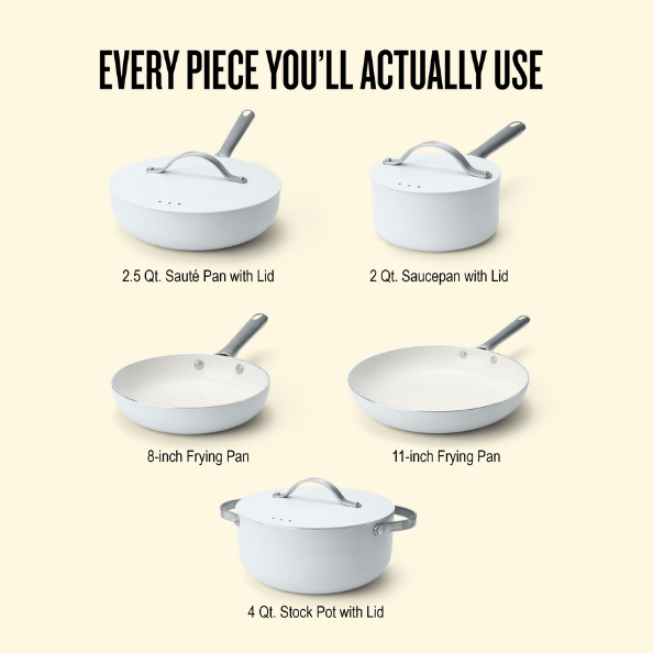 Alva Mobi 8-Piece Ceramic Cookware Set | Cannoli Cream