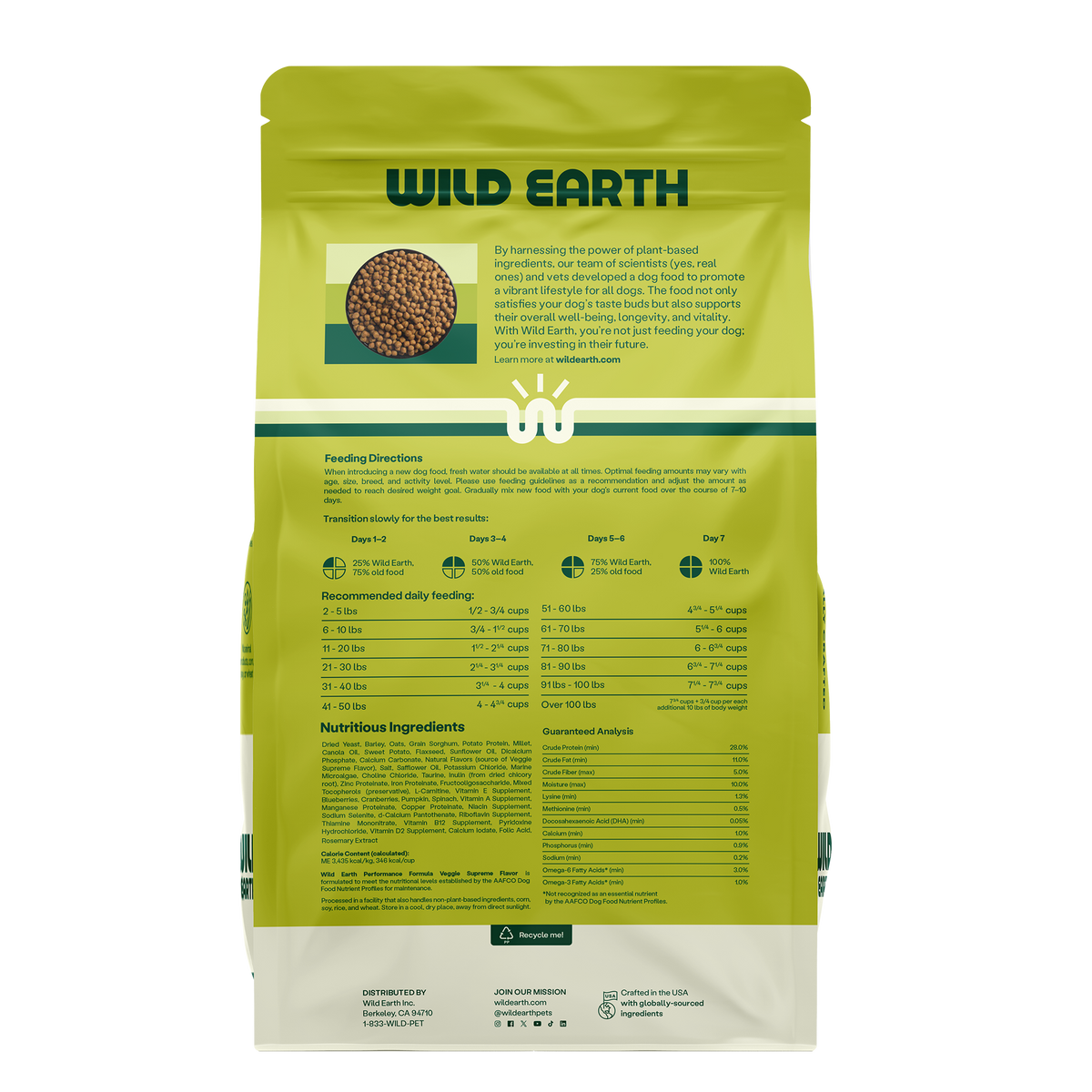 Wild Earth Performance Formula Dog Food, Veggie Supreme, 4lbs — view 9