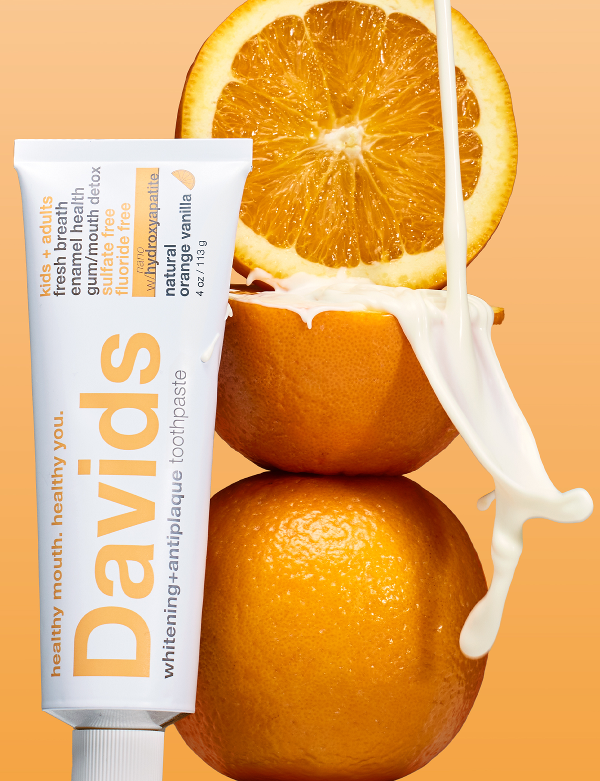 Davids Natural Toothpaste Davids kids + adults nano-hydroxyapatite premium toothpaste  /  orange vanilla — view 2