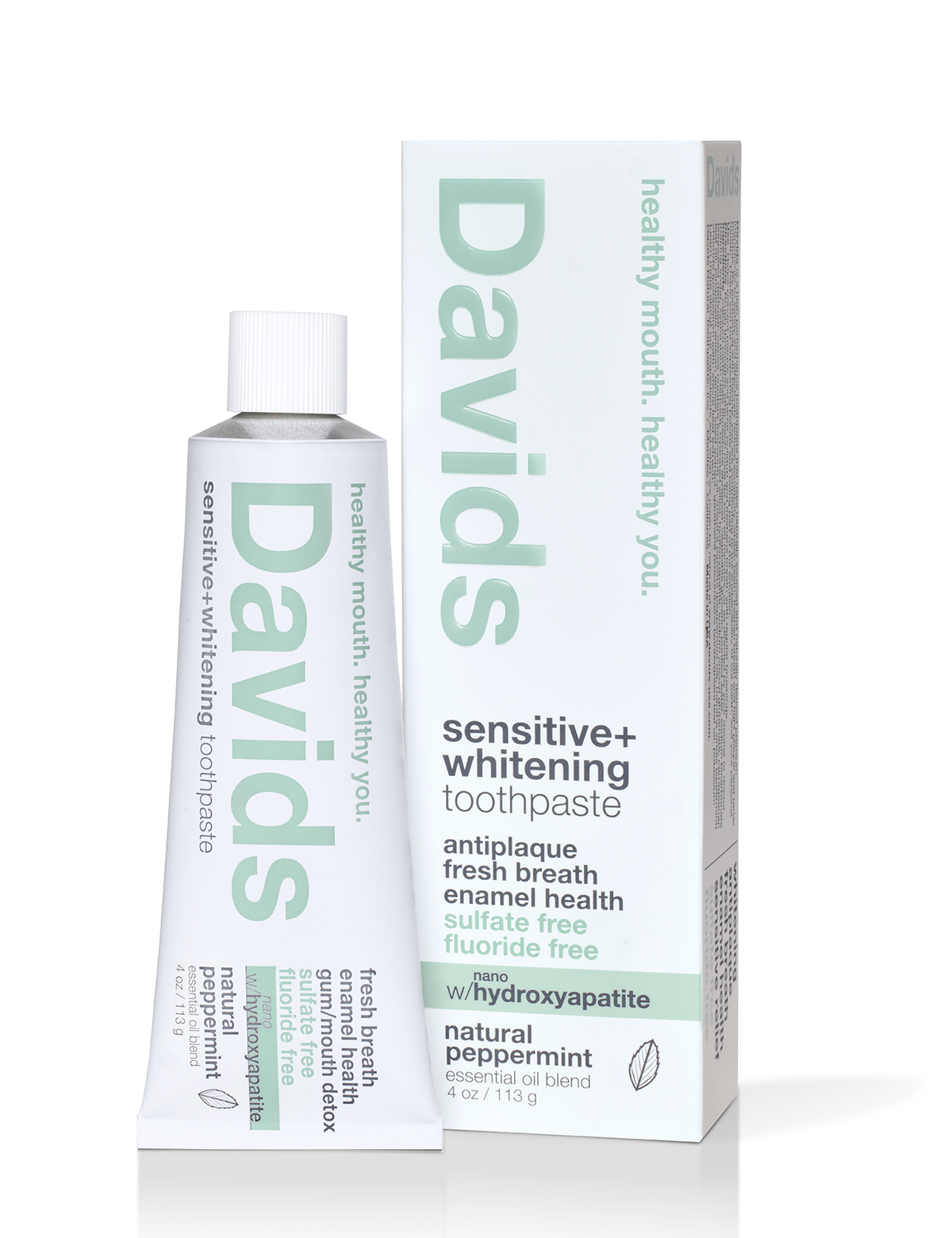 Davids Natural Toothpaste Davids sensitive+whitening nano-hydroxyapatite premium toothpaste / peppermint / 4 oz — view 4
