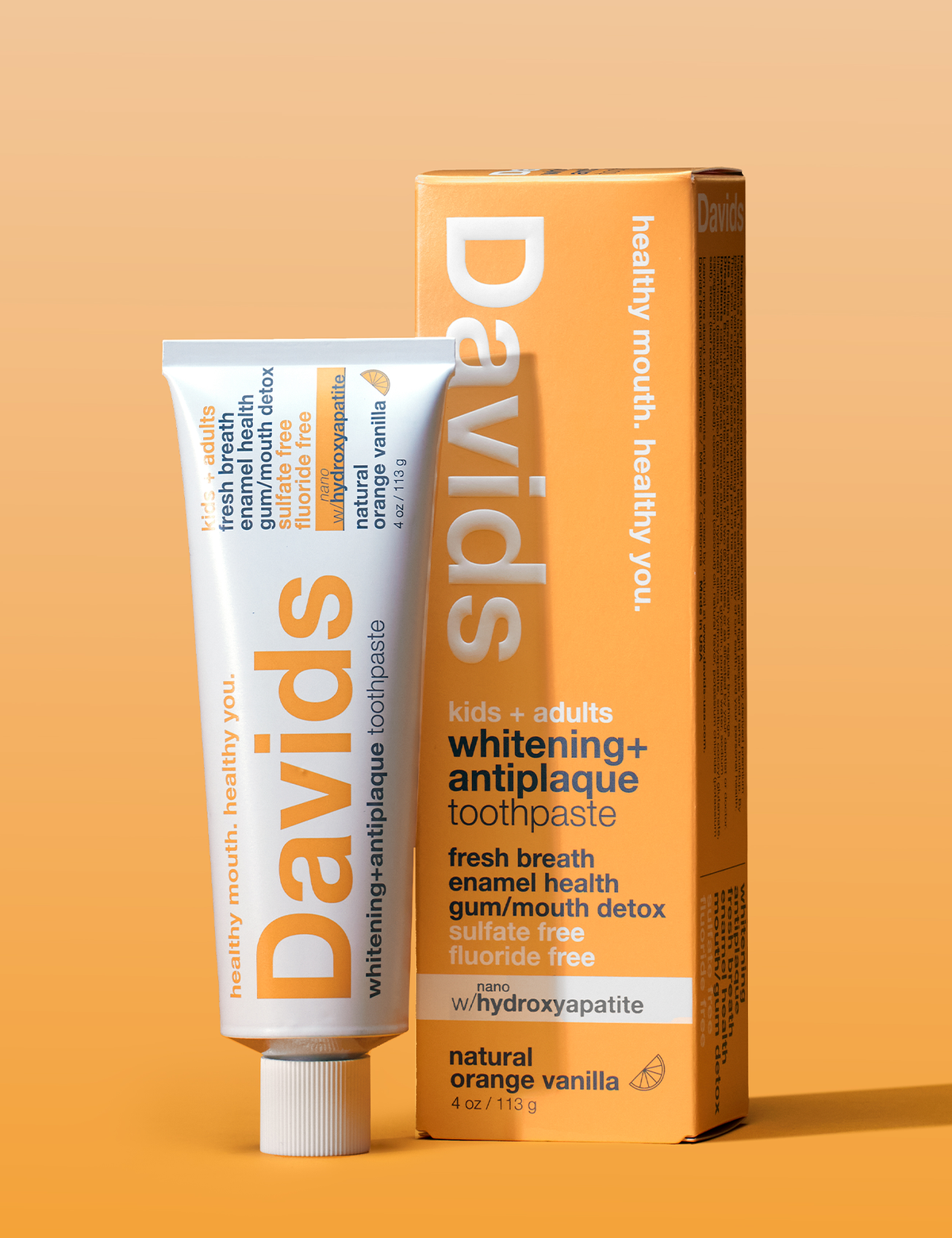 Davids Natural Toothpaste Davids kids + adults nano-hydroxyapatite premium toothpaste  /  orange vanilla — view 4