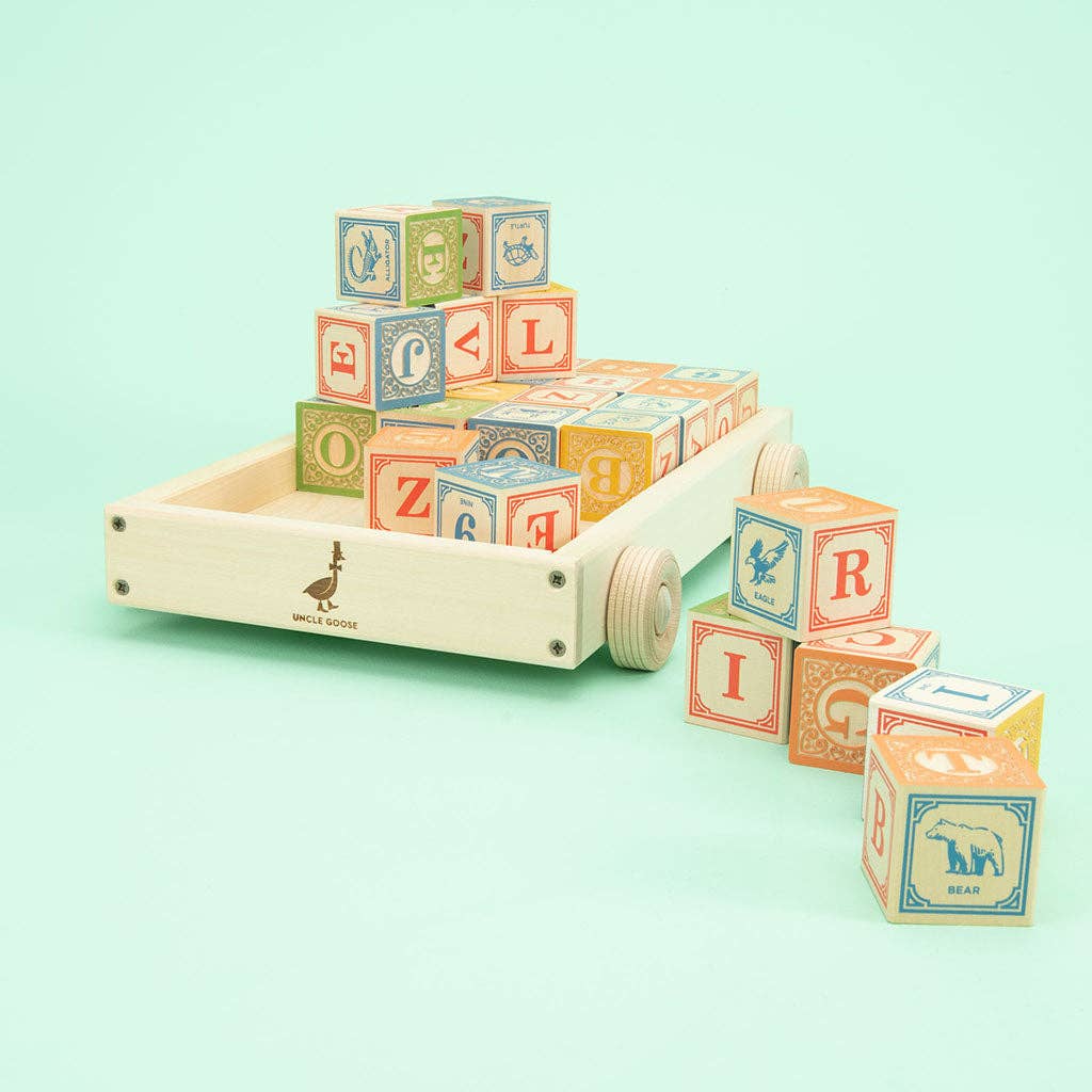 Uncle Goose Classic ABC Blocks with Wagon — view 4